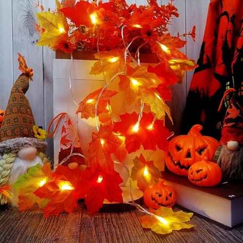 Herbst Lichterkette,3M 20 LED Ahornblatt Lichterketten,Ahornblätter Lichterketten Dekoration,Herbst Girlande Batteriebetrieben,Herbst Blättergirlande mit LED für Party Halloween, Erntedankfest von Sunshine smile