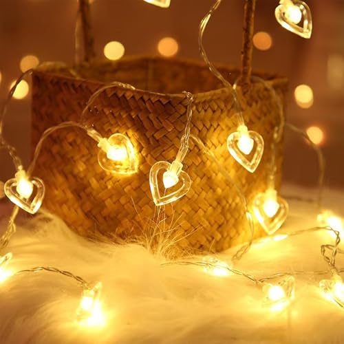 Herzförmige Lichterkette,1.5M 10LED Valentinstag Herzförmige Lichterkette,Lichterkette Innen,Valentinstag Dekoration,Aussenlichterkette Batterie,Lichterketten Vorhang,Outdoor Christmas Decorations von Sunshine smile