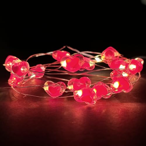 Herzförmige Lichterkette,2M 20LED Valentinstag Herzförmige Lichterkette,Lichterkette Innen,Acryl Valentinstag Dekoration,Aussenlichterkette Batterie,Lichterketten Vorhang,Outdoor Christmas Decoration von Sunshine smile