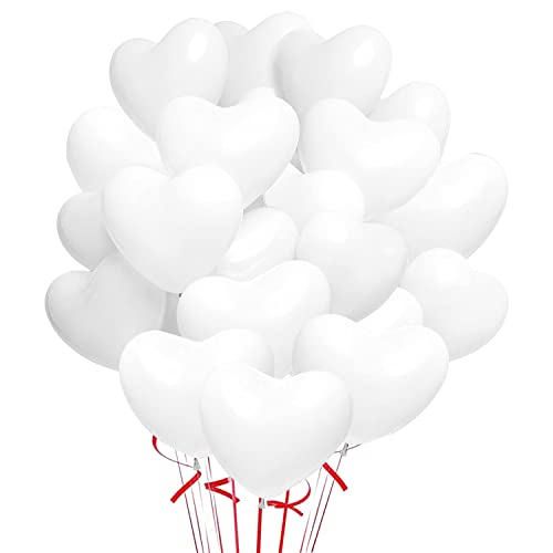 Herzluftballons Weiß,12 Zoll Herz Luftballons,100 Helium Herzluftballons,Latex Ballons mit Herzform,Luftballons Hochzeit,Herzluftballons Helium Hochzeitdeko für Brautdusche Valentinstag Verlobung von Sunshine smile