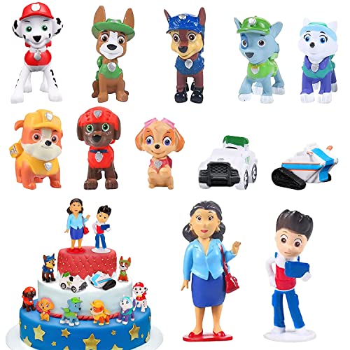 Kuchendekoration, 12 Stück, Mini-Figuren, Kuchen-Topper, Figur Paw Patrol, Kuchen, Topper-Figur, Party, Kuchendekoration, Geburtstagsfigur (Hund) von Sunshine smile
