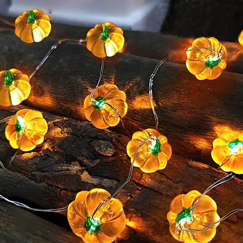 Kürbis Lichterkette Batterie,2M 20 LED Kürbis Herbst Deko Dekoration Innen,Kürbisse Herbst Lichterketten,Mini Lichterkette Innen Halloween Deko,Herbstdekorationen Halloween,Erntedankfest Herbstdeko von Sunshine smile