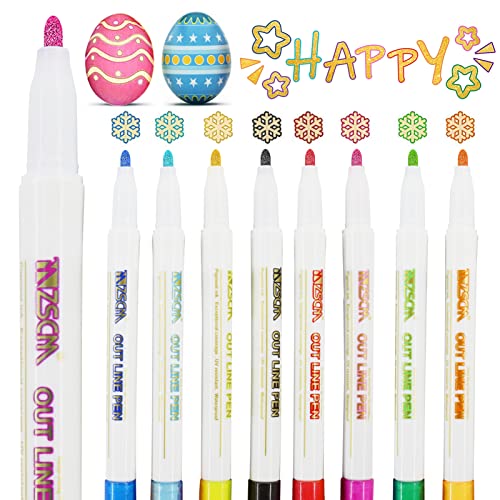 Outline Stifte,8 Farbe Double Line Metallic Stifte Glitzerstifte,zauberstifte,Metallic Marker Stifte,Doppelte Linie Stift, DIY Stein,Papier, Glasmalerei Outline Stifte,8 Farbe Double Line Metallic Stifte Glitzerstifte,zauberstifte,Metallic Marker Stifte,Doppelte Linie Stift, DIY Stein,Papier, Glasmalerei von Sunshine smile
