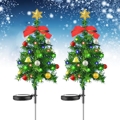 Solar Weihnachtsbaum,2 Stück Solar Weihnachtsbaum Gartenleuchten,Weihnachts Baum mit LED Lichterketten,IP65 Wasserdicht Weihnachtsbeleuchtung Außen,Gartenleuchten mit Solarpanel Mini Weihnachtsbaum Solar Weihnachtsbaum,2 Stück Solar Weihnachtsbaum Gartenleuchten,Weihnachts Baum mit LED Lichterketten,IP65 Wasserdicht Weihnachtsbeleuchtung Außen,Gartenleuchten mit Solarpanel Mini Weihnachtsbaum von Sunshine smile