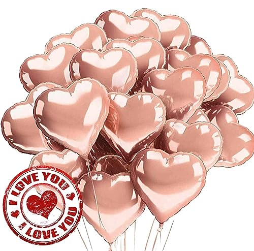 20 Stück 18 Zoll Herz Folienballon Rosegold, Herz Helium Luftballons, Folienballon Hochzeit, Folienluftballon, Herz Ballons, Heliumballon von Sunshine smile