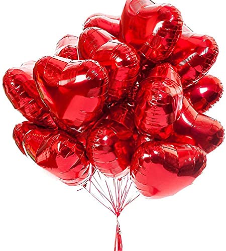 Sunshine smile 30Stück 21 Zoll Herz Folienballon Rot,Herzform Heliumballons,Herz Luftballons,Rote Love Luftballons,Herz Luftballon,Herzluftballons Helium Geeignet,Folienballon Rote Herz,Herz Ballons von Sunshine smile