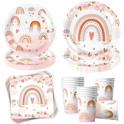 Sunshine smile 50 Stück Boho Regenbogen Partygeschirr Set,Regenbogen Deko Kindergeburtstag Partygeschirr Set,Kindergeburtstag Partyteller Geburtstag für Babyparty Mädchen Geburtstag Dekoration Sunshine smile 50 Stück Boho Regenbogen Partygeschirr Set,Regenbogen Deko Kindergeburtstag Partygeschirr Set,Kindergeburtstag Partyteller Geburtstag für Babyparty Mädchen Geburtstag Dekoration von Sunshine smile
