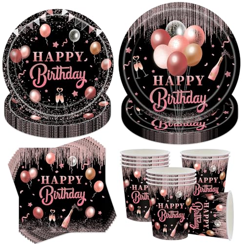 Sunshine smile 50 Stück Pappgeschirr Schwarz Rosa,Party Deko Schwarz Rosa,Partygeschirr Kindergeburtstag,Kindergeburtstag Deko,Geburtstag Deko,Mit Teller Becher Servietten,Party Geschirr für 10 Gäste Sunshine smile 50 Stück Pappgeschirr Schwarz Rosa,Party Deko Schwarz Rosa,Partygeschirr Kindergeburtstag,Kindergeburtstag Deko,Geburtstag Deko,Mit Teller Becher Servietten,Party Geschirr für 10 Gäste von Sunshine smile