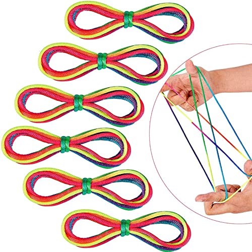 6 Stück Fadenspiel,Länge 165cm,Fadenspiel mit Anleitung Geschichte,Fingertwist regenbogenspirale für kinder,Finger Gummiband Spiel Kinder,Fadenfingerspiele,Mitgebsel Kindergeburtstag Junge Mädchen von Sunshine smile