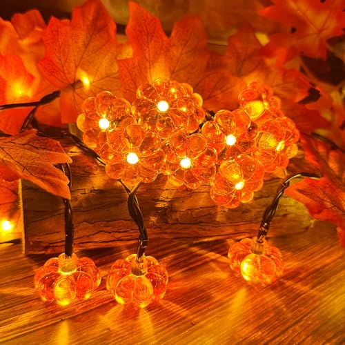 Sunshine smile Ahornblatt Lichterkette,1.5M 10 LED Halloween Ahornblatt Kürbis Lichterketten String,Lichterkette Herbst,Herbst ahornblatt Girlande Lichtern,Ahornblätter Licht für Herbst Party von Sunshine smile