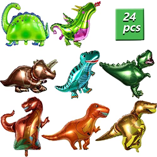 24PCS Dino Luftballon,Folienballon Dinosaurier,Luftballons Dinosaurier,Helium Ballons Dino,Dino Geburtstag Deko,Dino Deko Kindergeburtstag,Dinosaurier Aufblasen für Dinosaurier Party Dekoration Kinder von Sunshine smile