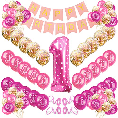Sunshine smile Geburtstagsdeko 1 Jahr Mädchen, Deko 1. Geburtstag, Luftballon Rosa Konfetti zum 1. Geburtstag Party Kindergeburtstag Happy Birthday Dekoration Erster Geburtstag Sunshine smile Geburtstagsdeko 1 Jahr Mädchen, Deko 1. Geburtstag, Luftballon Rosa Konfetti zum 1. Geburtstag Party Kindergeburtstag Happy Birthday Dekoration Erster Geburtstag von Sunshine smile