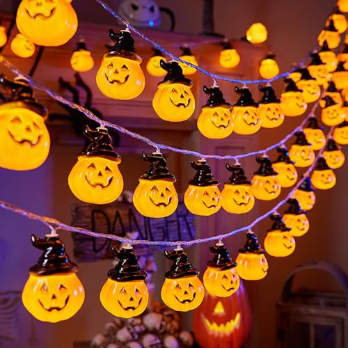 Sunshine smile Halloween Kürbis Lichterkette,1.5M 10 LED Hut Kürbis Lichterketten Batteriebetrieben,Halloween Deko Indoor,Pumpkin Lichterkette für Innen und Außen,Party,halloween deko Sunshine smile Halloween Kürbis Lichterkette,1.5M 10 LED Hut Kürbis Lichterketten Batteriebetrieben,Halloween Deko Indoor,Pumpkin Lichterkette für Innen und Außen,Party,halloween deko von Sunshine smile