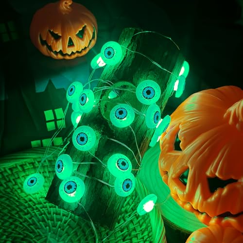 Sunshine smile Halloween Lichterkette Augäpfel,1.5M 10LED Halloween Lichterkette Augen,Batteriebetrieben Wasserdicht Augapfel-Lichter für halloween Party Indoor Outdoor Dekorationen Sunshine smile Halloween Lichterkette Augäpfel,1.5M 10LED Halloween Lichterkette Augen,Batteriebetrieben Wasserdicht Augapfel-Lichter für halloween Party Indoor Outdoor Dekorationen von Sunshine smile