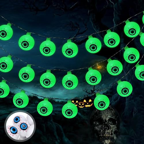 Sunshine smile Halloween Lichterkette Augäpfel,3M 20LED Halloween Lichterkette Augen,Batteriebetrieben Wasserdicht Augapfel-Lichter für halloween Party Indoor Outdoor Dekorationen Sunshine smile Halloween Lichterkette Augäpfel,3M 20LED Halloween Lichterkette Augen,Batteriebetrieben Wasserdicht Augapfel-Lichter für halloween Party Indoor Outdoor Dekorationen von Sunshine smile