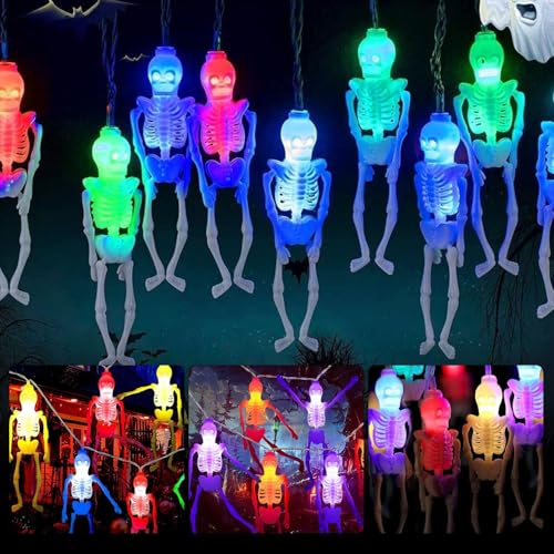 Sunshine smile Halloween Lichterketten Skelette Lichter,3m 20 LEDs Halloween-Schädel-Lichter,Skelette Batteriebetriebene Lichterketten,Innen halloween Decorations von Sunshine smile