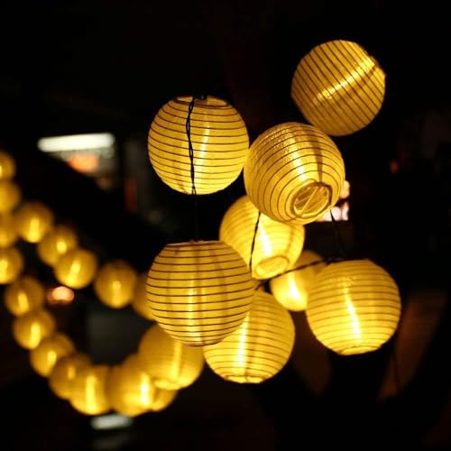 Sunshine smile 6m Lampion Lichterkette Batterie, Warmweiß 20 LED Lanterne Lichterketten Außen,Lampions Outdoor Lichterkette Innen,Balkon Lichterkette Lampions außen Wetterfest Balkondeko No Solar von Sunshine smile