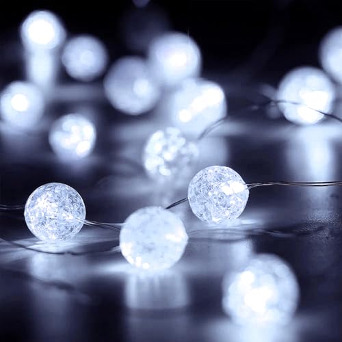 Sunshine smile Lichterkette Kristall Kugeln,2M 20LED Lichterkette Kugeln Batterie,Crackled Glas Optik,Aussenlichterkette Batterie,Lichterketten Vorhang,Batteriebetrieben für Deko & Weihnachten Sunshine smile Lichterkette Kristall Kugeln,2M 20LED Lichterkette Kugeln Batterie,Crackled Glas Optik,Aussenlichterkette Batterie,Lichterketten Vorhang,Batteriebetrieben für Deko & Weihnachten von Sunshine smile