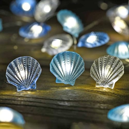 Sunshine smile Lichterkette Meerestiere,1M 10LED Muschel Lichterkette,Lichterkette Maritim,Lichterkette Kinderzimmer,Meerestiere Lichterkette,Lichterkette Lnnen,Lichterkette Fenster Innen von Sunshine smile