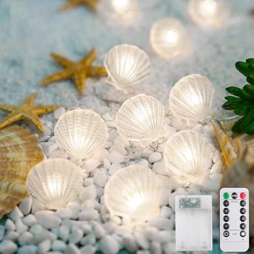 Sunshine smile Lichterkette Meerestiere,3M 30LED Lichterkette Muscheln,Lichterkette Maritim,Lichterkette Kinderzimmer,Meerestiere Lichterkette,Lichterkette Lnnen,Lichterkette mit Timer von Sunshine smile