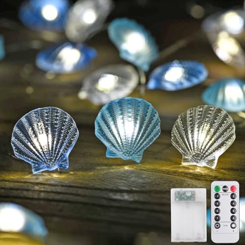 Sunshine smile Lichterkette Meerestiere,3M 30LED Muschel Lichterkette,Lichterkette Maritim,Lichterkette Kinderzimmer,Meerestiere Lichterkette,Lichterkette Lnnen,Lichterkette mit Timer von Sunshine smile