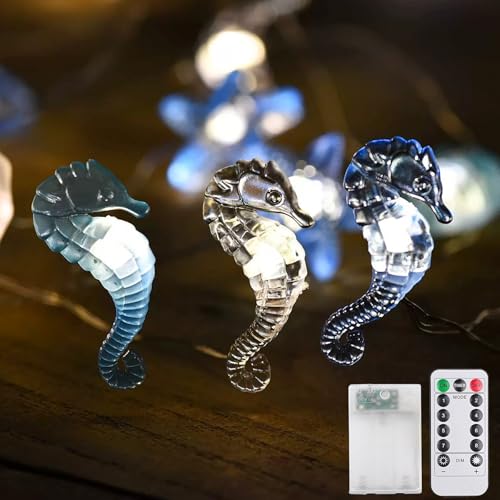 Sunshine smile Lichterkette Meerestiere,3M 30LED Muschel Lichterkette,Lichterkette Maritim,Lichterkette Kinderzimmer,Meerestiere Lichterkette,Lichterkette Lnnen,Lichterkette mit Timer von Sunshine smile