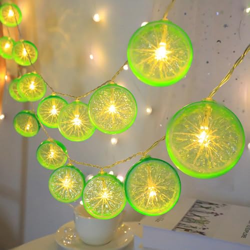 Sunshine smile Lichterkette Zitronen,3M 20LED Zitronenlicht,Limetten Lichterkette,Dekoratives Licht für Terrasse,Batteriebetrieben für Karneval,Halloween,Außen & Innen,Deko Wohnzimmer,Schlafzimmer von Sunshine smile