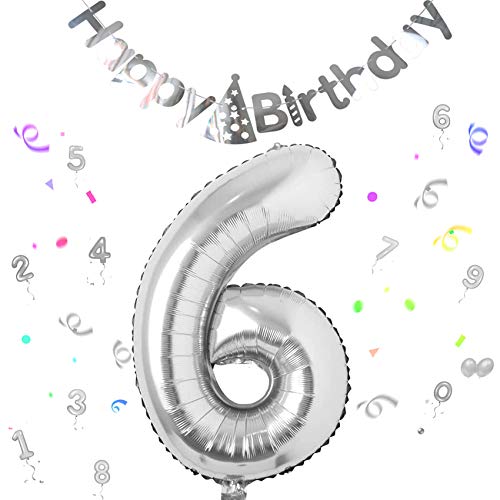Luftballon Zahlen 6 Silber, 100cm Geburtstag Zahlen Luftballon, Ballon Zahl Deko zum Geburtstag, Riesen Folienballon Geburtstagsdeko Zahlenballons für Party, Birthday, Dekoration Luftballon Zahlen 6 Silber, 100cm Geburtstag Zahlen Luftballon, Ballon Zahl Deko zum Geburtstag, Riesen Folienballon Geburtstagsdeko Zahlenballons für Party, Birthday, Dekoration von Sunshine smile
