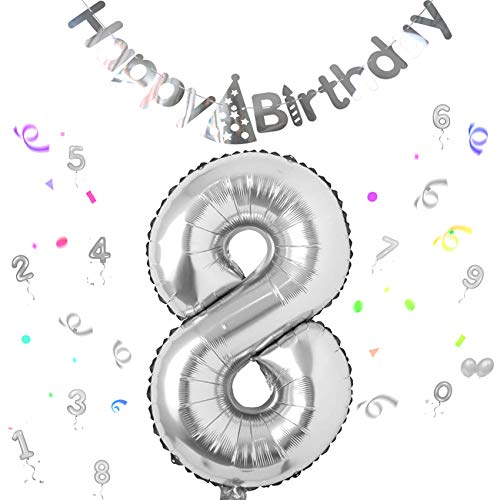 Sunshine smile Luftballon Zahlen 8 Silber, 100cm Geburtstag Zahlen Luftballon, Ballon Zahl Deko zum Geburtstag, Riesen Folienballon Geburtstagsdeko Zahlenballons für Party, Birthday, Dekoration Sunshine smile Luftballon Zahlen 8 Silber, 100cm Geburtstag Zahlen Luftballon, Ballon Zahl Deko zum Geburtstag, Riesen Folienballon Geburtstagsdeko Zahlenballons für Party, Birthday, Dekoration von Sunshine smile