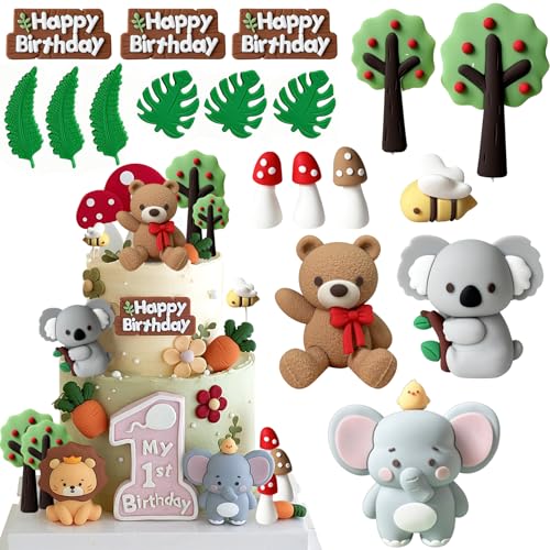 18 Stück Tortendeko Tiere,Kuchendeko Geburtstag,Dschungel Geburtstag Deko,Dschungel Kuchendeko,Dschungel Themed Tortendeko für Party Kinder,Dekoration für Kuchen 3 4 5 6 7 8Jahre von Sunshine smile