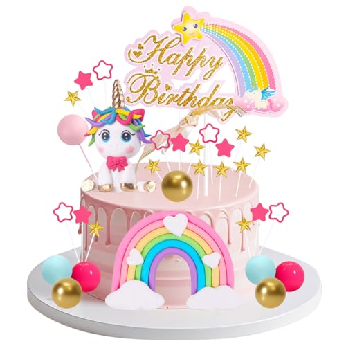 29 Stück Einhorn Tortendeko Geburtstag,Einhorn Cake Toppers,Einhorn Kuchen Dekoration Supplies,Kinder Geburtstag Party Torte Deko Supplies,Cupcake Deko,Party Kuchen Dekoendeko,Kuchendeko von Sunshine smile