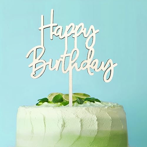 Tortendeko Happy Birthday Cake Topper Geburtstag Holz Geburtstagskuchen Torten Topper für Geburtstagsfeier Geburtstagsparty Geburtstagsfest Deko Geburtstag Mann Mädchen Frauen Junge von Sunshine smile