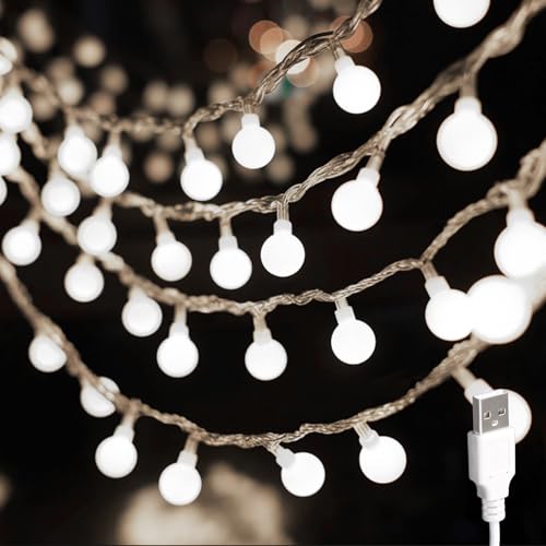 USB Lichterkette Innen,6M 40LED Kugel Lichterkette Weiße,Lichterkette Außen Innen,Led Lichterketten Globe Außen,Ideal für Kinderzimmer,Gartenbeleuchtung,Partybeleuchtung,LED Fairy Lights USB Lichterkette Innen,6M 40LED Kugel Lichterkette Weiße,Lichterkette Außen Innen,Led Lichterketten Globe Außen,Ideal für Kinderzimmer,Gartenbeleuchtung,Partybeleuchtung,LED Fairy Lights von Sunshine smile