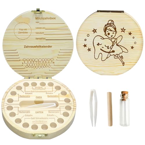 Zahnbox Holz Milchzähne Box,Zahnbox Zahndose für Milchzahndose Aus Holz,Jungen Souvenir Box,Aufbewahrungsbox für Baby-Zähne,Milchzahndose Junge Milchzahnbox Junge für Mädchen und Jungen von Sunshine smile