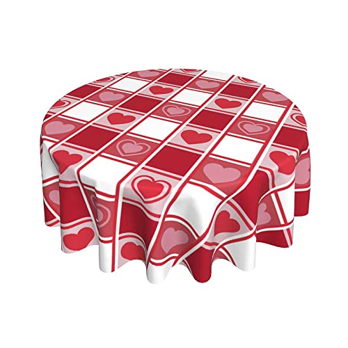 Sunshineyan Runde Tischdecke zum Valentinstag, kariert, Herzen, schmutzabweisend, Polyester, Tischdecke für Urlaub, Partys, Küche, Esszimmer, drinnen und draußen, 152,4 cm Sunshineyan Runde Tischdecke zum Valentinstag, kariert, Herzen, schmutzabweisend, Polyester, Tischdecke für Urlaub, Partys, Küche, Esszimmer, drinnen und draußen, 152,4 cm von Sunshineyan