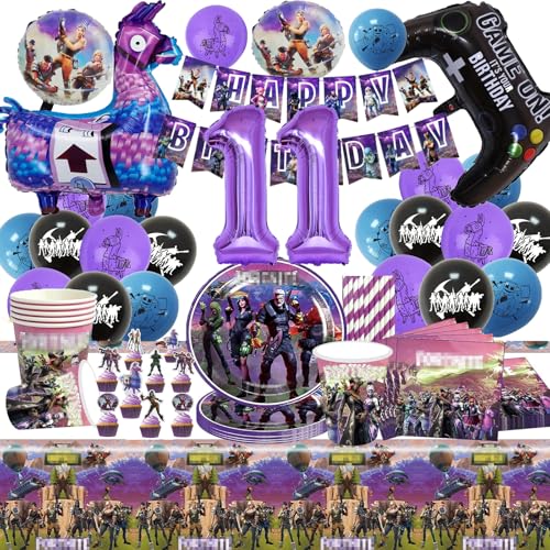 SunwE Videospiel Deko Partygeschirr, Fortni Geburtstagsdeko Videospiel Luftballon 11 Geburtstag, Geburtstagsdeko Gaming Luftballon, Ballon Banner Tischdecke Teller für Party Deko Kindergeburtstag SunwE Videospiel Deko Partygeschirr, Fortni Geburtstagsdeko Videospiel Luftballon 11 Geburtstag, Geburtstagsdeko Gaming Luftballon, Ballon Banner Tischdecke Teller für Party Deko Kindergeburtstag von Bemoseng