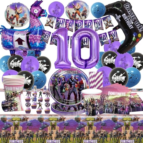 SunwE Videospiel Geburtstagsdeko Junge 10 Jahre, Videospiel Deko Partygeschirr, Geburtstagsdeko Gamecontroller Luftballon, Ballon Banner Tischdecke Teller Papiertuch für Party Deko Kindergeburtstag SunwE Videospiel Geburtstagsdeko Junge 10 Jahre, Videospiel Deko Partygeschirr, Geburtstagsdeko Gamecontroller Luftballon, Ballon Banner Tischdecke Teller Papiertuch für Party Deko Kindergeburtstag von Bemoseng