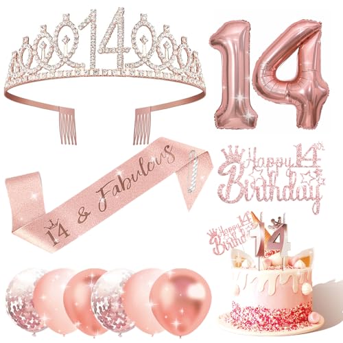 14 Geburtstag Mädchen,14. Geburtstag Schultergurt Krone Kerze Tortendeko und Luftballons,Geschenk Mädchen 14 Jahre,Geburtstagsdeko 14 Jahre Mädchen,Rosegold Geburtstagsdeko Mädchen 14 Geburtstag Mädchen,14. Geburtstag Schultergurt Krone Kerze Tortendeko und Luftballons,Geschenk Mädchen 14 Jahre,Geburtstagsdeko 14 Jahre Mädchen,Rosegold Geburtstagsdeko Mädchen von Sunwuun