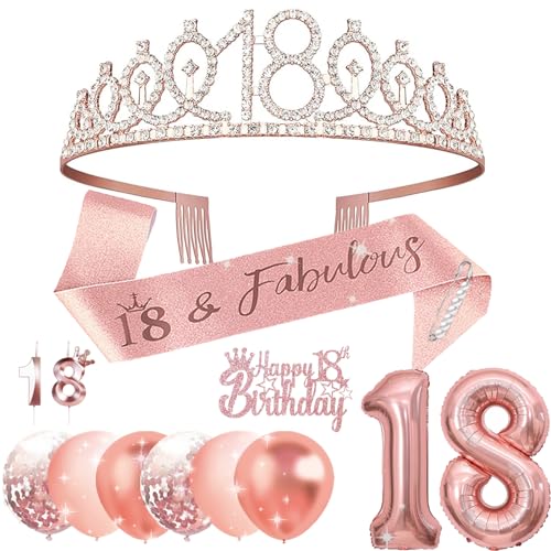 18 Geburtstag Mädchen,18. Geburtstag Schultergurt Krone Kerze Tortendeko und Luftballons,Geschenk Mädchen 18 Jahre,Geburtstagsdeko 18 Jahre Mädchen,Rosegold Geburtstagsdeko Mädchen 18 Geburtstag Mädchen,18. Geburtstag Schultergurt Krone Kerze Tortendeko und Luftballons,Geschenk Mädchen 18 Jahre,Geburtstagsdeko 18 Jahre Mädchen,Rosegold Geburtstagsdeko Mädchen von Sunwuun