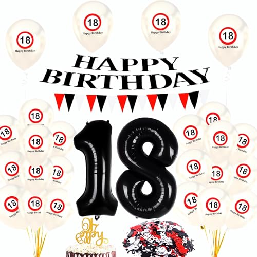 18 Geburtstag Männer Deko,Deko 18 Geburtstag Mann Frauen,Verkehrszeichen,Girlande,Luftballons und Banner für Eine kreative Feier von Sunwuun