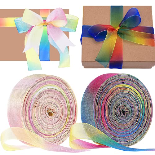 2 Rollen 25m/25mm Regenbogen Organzaband Geschenkband,Organza Bänder Regenbogen deko schleifenband Gradient Farben Schimmer Sheer Seidenband Breit Hochzeit Geburtstag Weihnachten Geschenkverpackung 2 Rollen 25m/25mm Regenbogen Organzaband Geschenkband,Organza Bänder Regenbogen deko schleifenband Gradient Farben Schimmer Sheer Seidenband Breit Hochzeit Geburtstag Weihnachten Geschenkverpackung von Sunwuun
