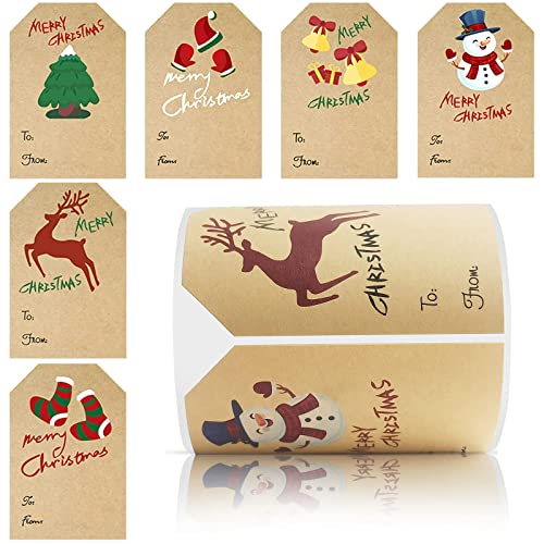 250 Stück Aufkleber Weihnachten zum Beschriften Christmas stickers Weihnachtssticker Kraftpapier Etiketten Selbstklebend Aufkleber Frohe Weihnachten Geschenkaufkleber Weihnachtsdeko von Sunwuun