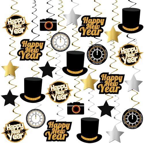 30 Stück Silvester Deko 2025 Neujahr Dekoration Set Luftschlangen Gold,Happy New Year Deko für Silvester Tischfeuerwerk,2025 Silvester Party Dekorationen Zubehör Neujahr Party Fotobox Accessoires. 30 Stück Silvester Deko 2025 Neujahr Dekoration Set Luftschlangen Gold,Happy New Year Deko für Silvester Tischfeuerwerk,2025 Silvester Party Dekorationen Zubehör Neujahr Party Fotobox Accessoires. von Sunwuun