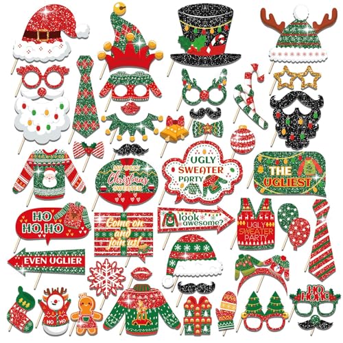 45 Stück Weihnachten Foto Requisiten,Fotobox Accessoires für Weihnachten,Tischdeko Weihnachten,Weihnachtsparty Foto Booth Requisiten Dekorationen,Weihnachten Party Deko Zubehör 45 Stück Weihnachten Foto Requisiten,Fotobox Accessoires für Weihnachten,Tischdeko Weihnachten,Weihnachtsparty Foto Booth Requisiten Dekorationen,Weihnachten Party Deko Zubehör von Sunwuun