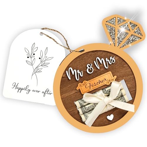 Hochzeitsgeschenk Geld,Hochzeitsgeschenke für Brautpaar,Hölzernes Diamant-Hochzeits-Geldgeschenk mit Grußkarte,Hochzeitsgeschenke für Brautpaar Geld,Geldgeschenke Hochzeit Verpackungen von Sunwuun