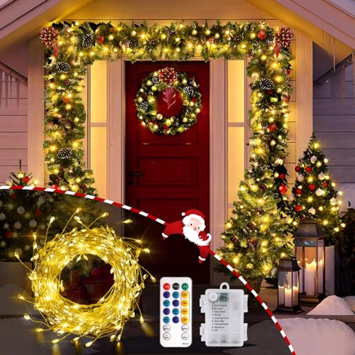 9 m lange Weihnachtsbaum-Lichterkette, warmweißes Licht, LED-Cluster-Weihnachtslichter, Cluster-Lichterkette, Weihnachtsbeleuchtung, Lichterkette für Innen- und Außenbereich, batteriebetrieben 9 m lange Weihnachtsbaum-Lichterkette, warmweißes Licht, LED-Cluster-Weihnachtslichter, Cluster-Lichterkette, Weihnachtsbeleuchtung, Lichterkette für Innen- und Außenbereich, batteriebetrieben von Sunwuun