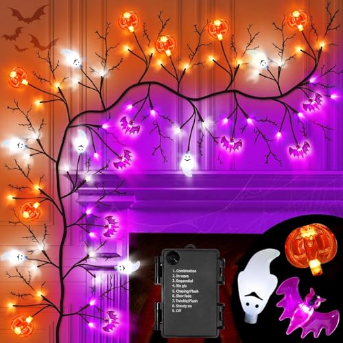 Sunwuun Halloween LED Lichterkette Wanddeko,Halloween Indoor Deko für Wohnzimmer,Schlafzimmer,Kürbis Geist Fledermaus Dekoration Lichterkette Sunwuun Halloween LED Lichterkette Wanddeko,Halloween Indoor Deko für Wohnzimmer,Schlafzimmer,Kürbis Geist Fledermaus Dekoration Lichterkette von Sunwuun