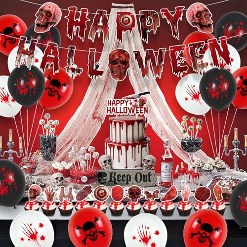 Wiederverwendbare Halloween Deko - Halloween Luftballons, Halloween Banner & Hängedeko - Halloween Deko Indoor - Halloween Party Deko - Halloween Deko Kinder - Halloween Decorations (Halloween(1)) von Sunwuun