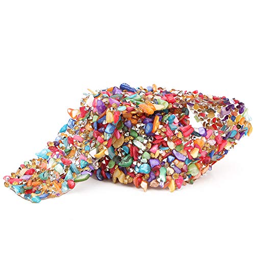Sunydog Bunte Stones Ribbon Trimm DIY Bastelkleiddekoration (3,5 cm breit gefärbter Kieskleberstreifen) von Sunydog