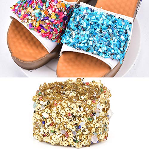 Sunydog Bunte Stones Ribbon Trimm DIY Bastelkleiddekoration (3,5 cm goldene Paillettenstreifen) von Sunydog